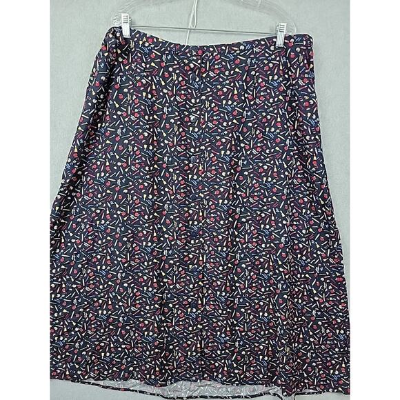 CJ Banks Black School Days Teacher Print Button Up Full Midi Rayon Skirt Plus 3X - Picture 2 of 11